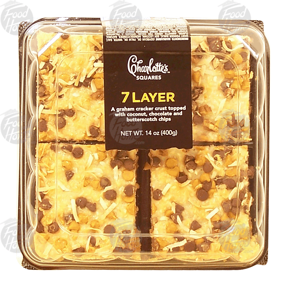 Charlotte's  7 layer squares, graham cracker crust topped with coconut, chocolate and butterscotch chips Full-Size Picture